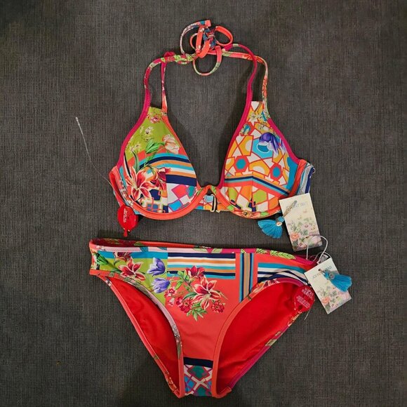 NWT JOHNNY WAS Kaya Bikini Top And Hipster Bottoms 2-Piece Swimsuit Size XS - Picture 6 of 16